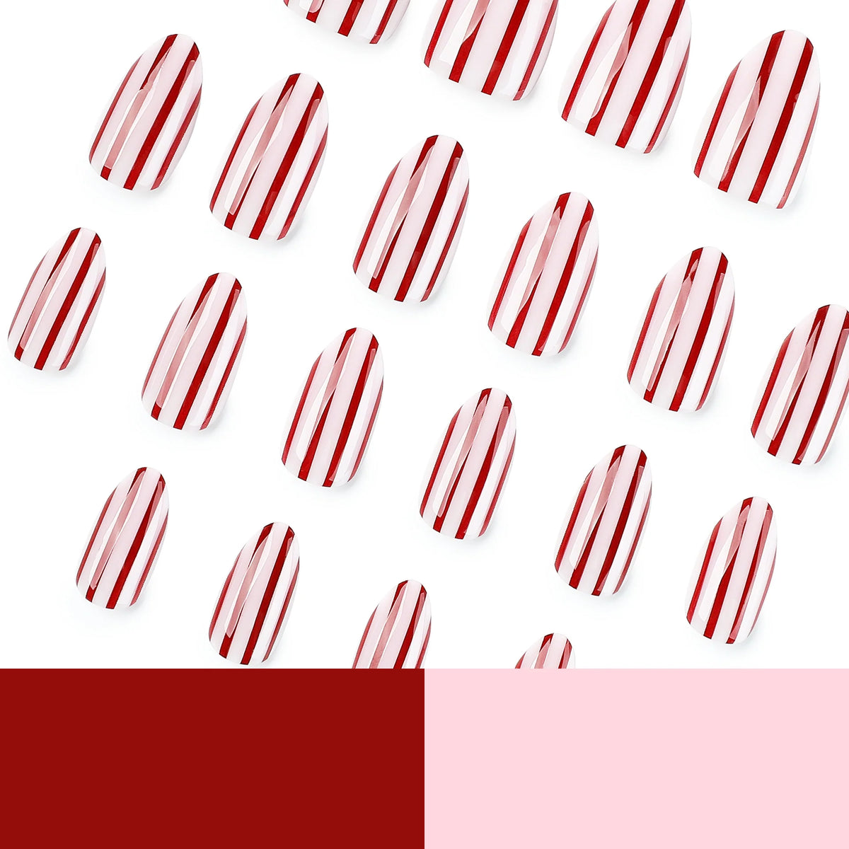Press-On Nail Set Striped Gray Easy Apply & Remove