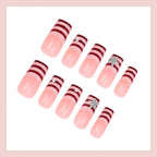 Press-On Nail Set Striped Stars 24 Piece Long-Lasting