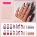 Press-On Nail Set Stripes Dots & Stars Self-Adhesive