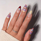 Press-On Nail Set Stripes Dots & Stars Self-Adhesive