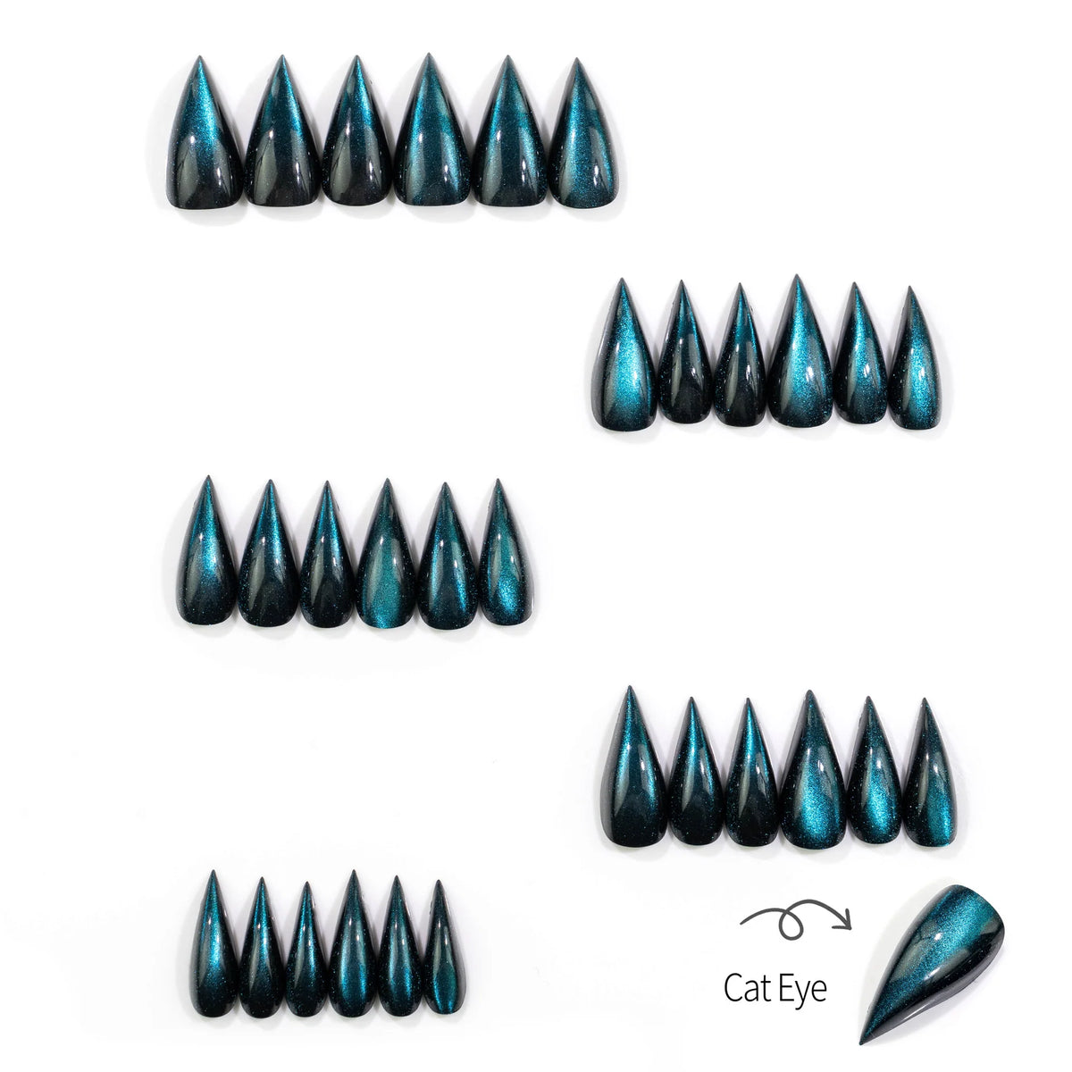 Press-On Nail Set Teardrop Glossy 24 Glue Tabs