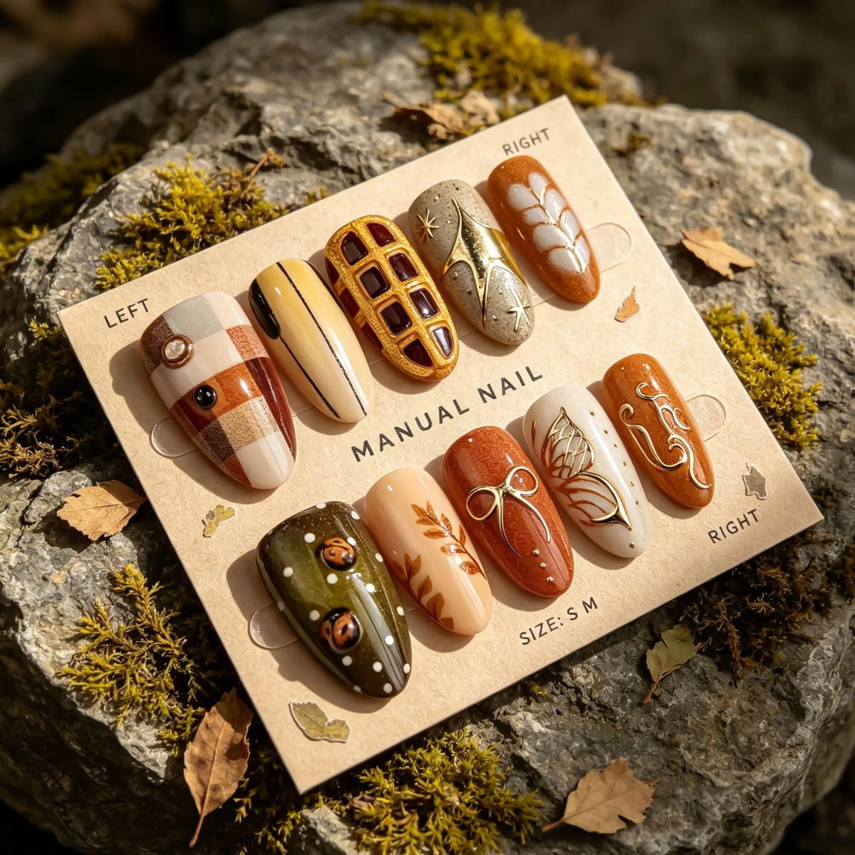 Press-On Nail Set Ten Designs Easy Application Long-Lasting