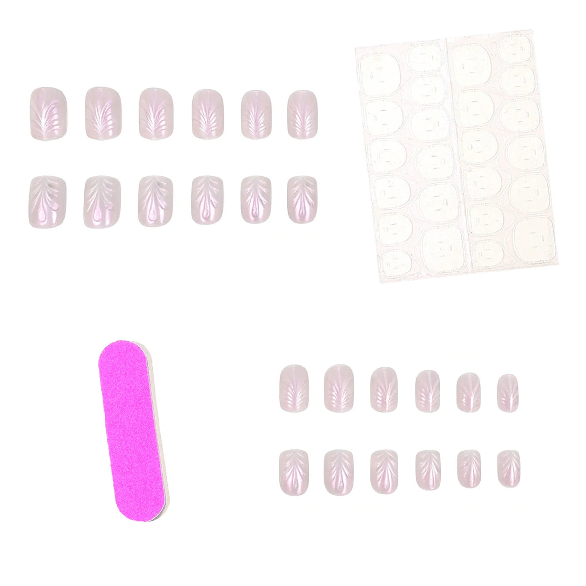 Press-On Nail Set Textured Design Long-Lasting Set of 24