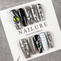 Press-On Nail Set Textured Designs Peel & Stick Reusable