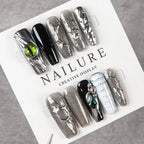 Press-On Nail Set Textured Designs Peel & Stick Reusable