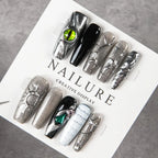 Press-On Nail Set Textured Designs Peel & Stick Reusable