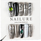 Press-On Nail Set Textured Designs Peel & Stick Reusable