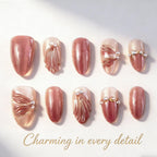 Press-On Nail Set Textured & Embellished Reusable