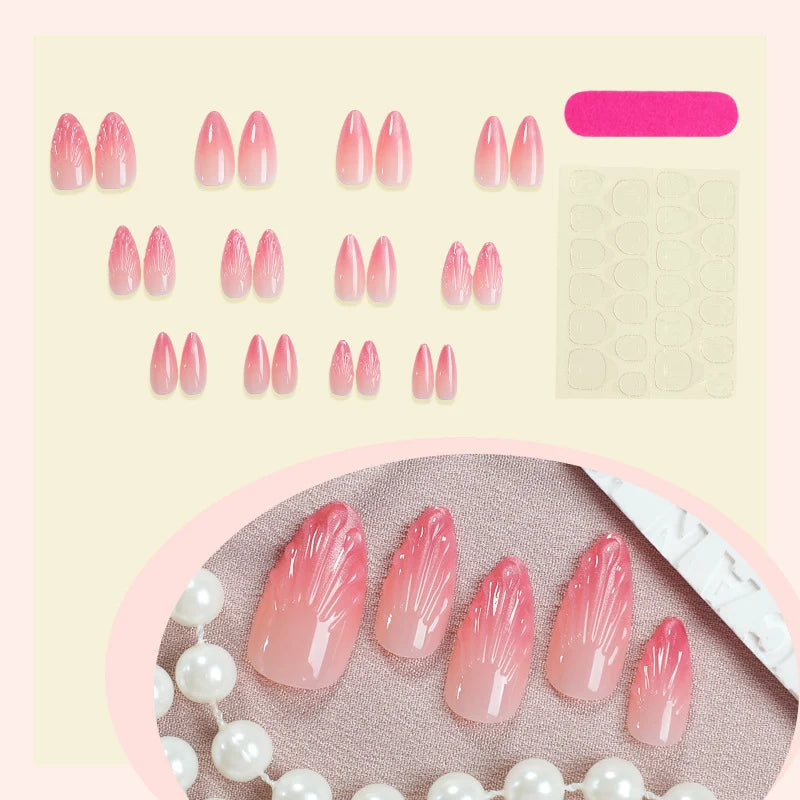 Press-On Nail Set Textured Finish Easy-Apply & Long-Lasting