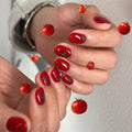 Press-On Nail Set Tomato Design Reusable Natural-Looking
