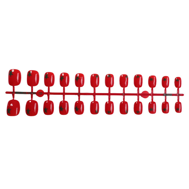Press-On Nail Set Tomato Design Reusable Natural-Looking
