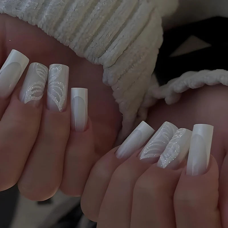 Press-On Nail Set Transparent Natural-Look Multiple Sizes