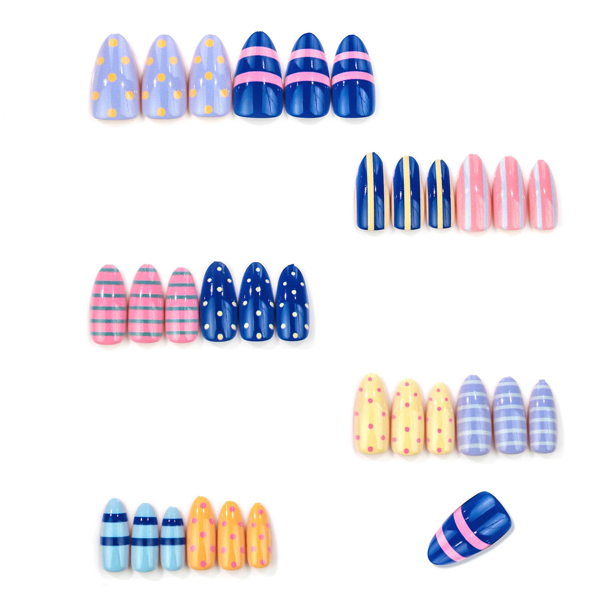 Press-On Nail Set Trendy Patterns & Pre-Applied Adhesive