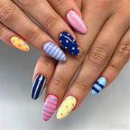 Press-On Nail Set Trendy Patterns & Pre-Applied Adhesive