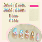 Press-On Nail Set Tropical Floral 20-Piece Easy-Apply