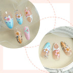 Press-On Nail Set Tropical Floral 20-Piece Easy-Apply