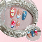 Press-On Nail Set Tropical Floral Reusable & Peel-And-Stick