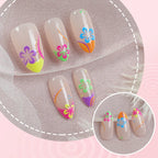 Press-On Nail Set Tropical Flower Adhesive & Multiple Sizes
