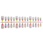 Press-On Nail Set Tropical Flower Adhesive & Multiple Sizes