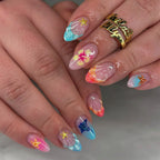 Press-On Nail Set Tropical Ocean Design Salon-Quality Size-Inclusive