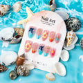 Press-On Nail Set Tropical Ocean Design Salon-Quality Size-Inclusive