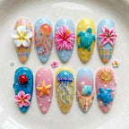 Press-On Nail Set Tropical Ocean Easy Apply & Chip-Resistant