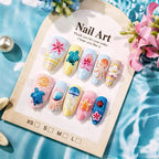 Press-On Nail Set Tropical Ocean Easy Apply & Chip-Resistant