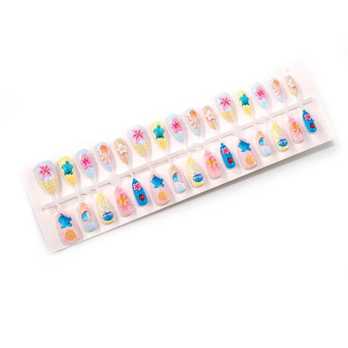 Press-On Nail Set Tropical Ocean Easy Apply & Chip-Resistant