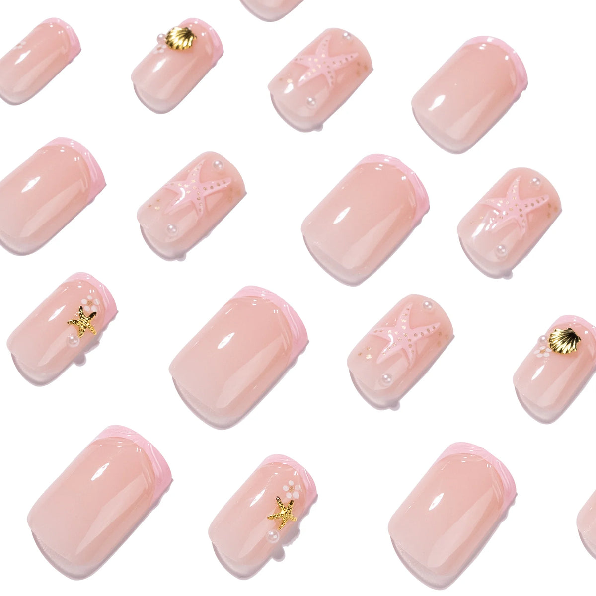 Press-On Nail Set Turquoise Maritime Design Easy Application