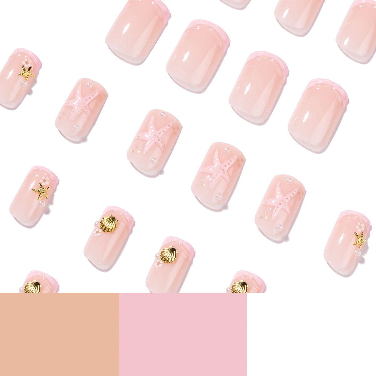 Press-On Nail Set Turquoise Maritime Design Easy Application
