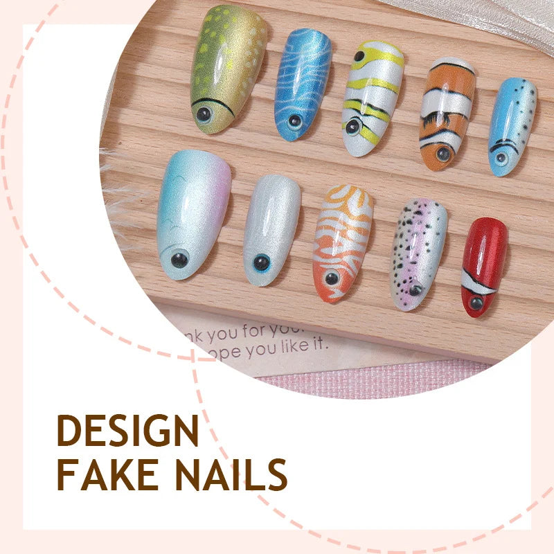 Press-On Nail Set Underwater Designs Self-Adhesive