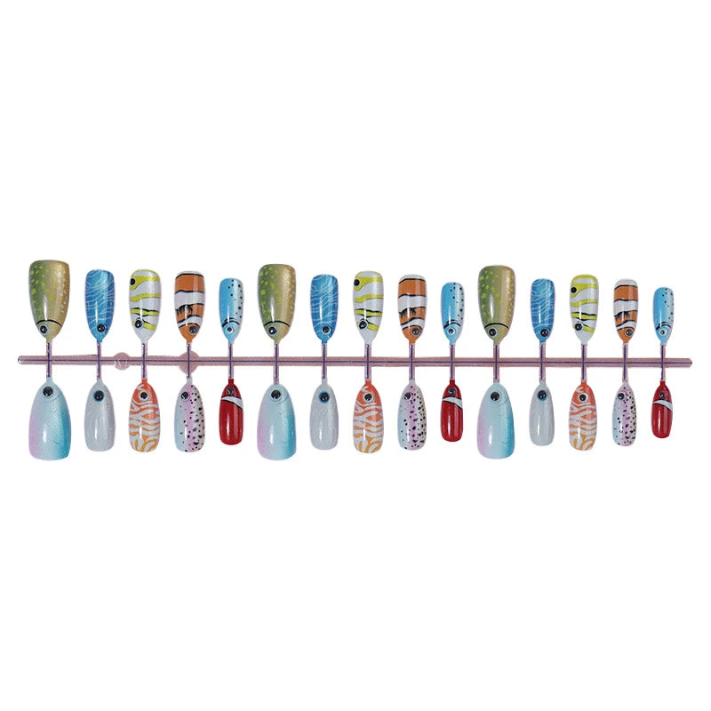 Press-On Nail Set Underwater Designs Self-Adhesive