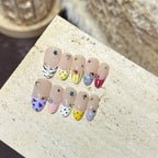 Press-On Nail Set Unique Patterns & Gem Accents