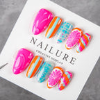 Press-On Nail Set Vibrant Artistic Designs Adhesive Kit