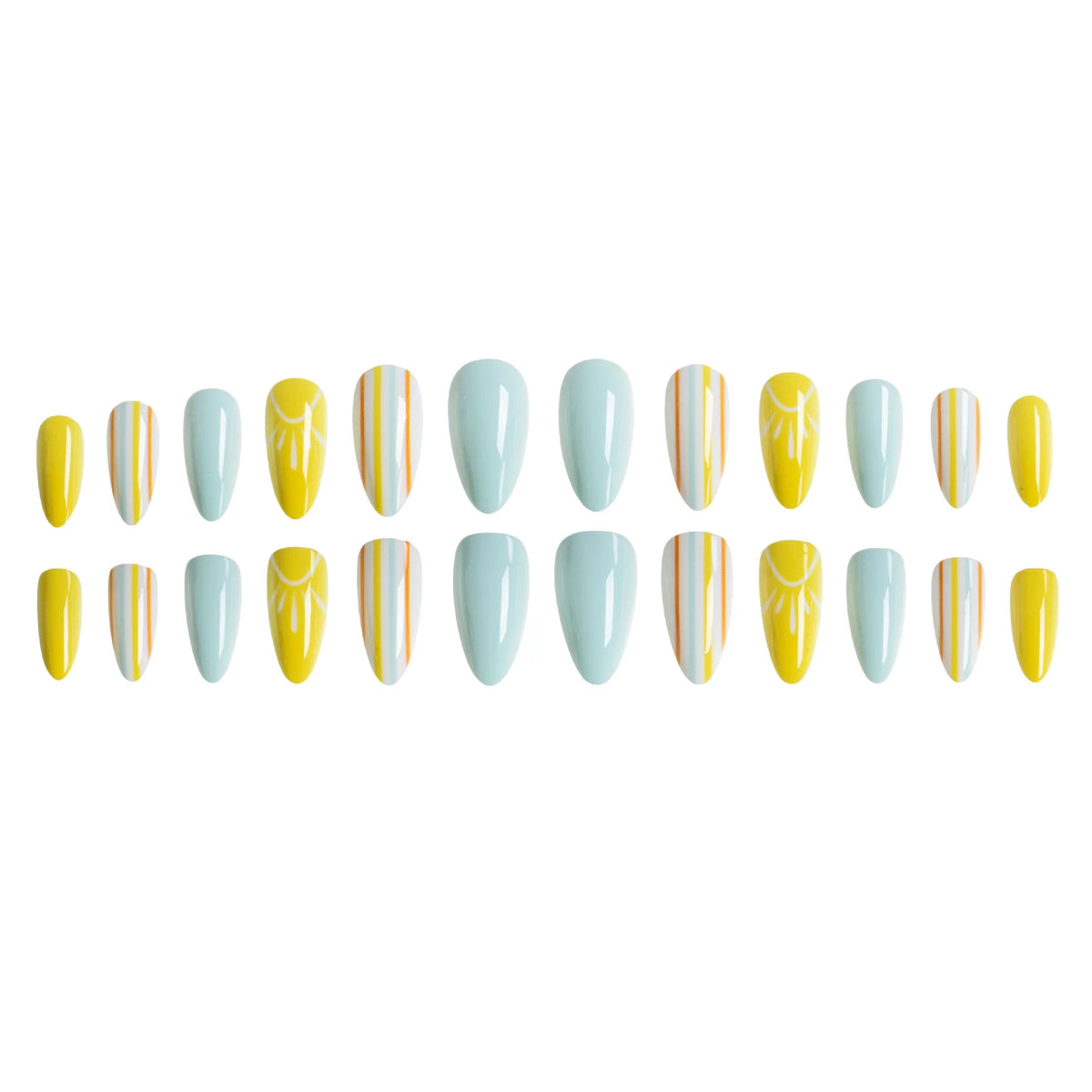Press-On Nail Set Vibrant Summer Designs Jelly Finish