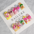 Press-On Nail Set Vibrant Themed Designs Salon-Quality Finish