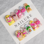 Press-On Nail Set Vibrant Themed Designs Salon-Quality Finish