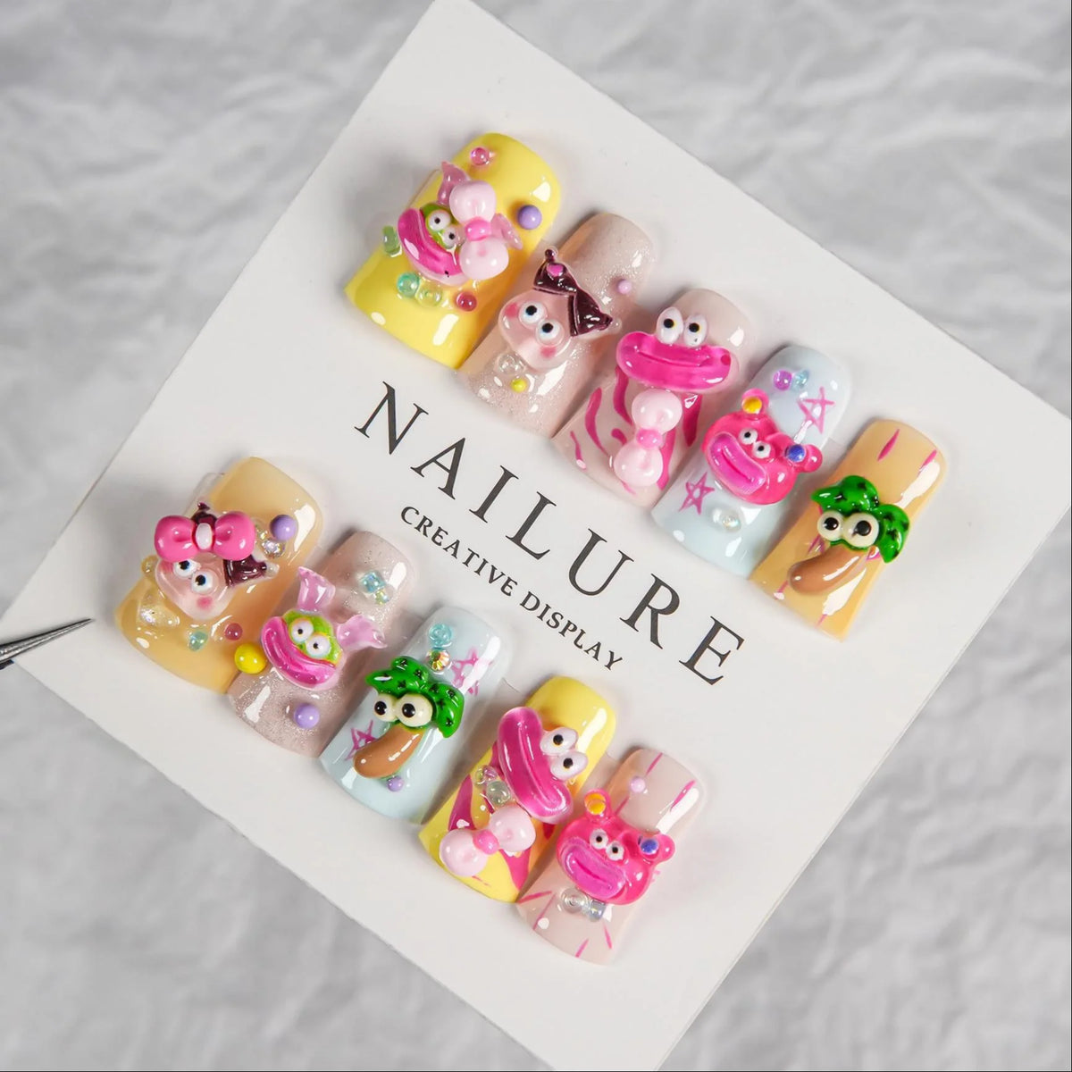 Press-On Nail Set Vibrant Themed Designs Salon-Quality Finish