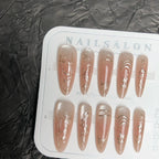 Press-On Nail Set Vintage Floral Glossy No Glue