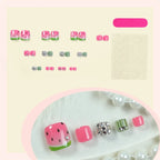 Press-On Nail Set Watermelon Motif & Sparkle Accents