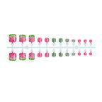 Press-On Nail Set Watermelon Motif & Sparkle Accents