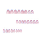 Press-On Nail Set Wave Line Design & Glitter Accents