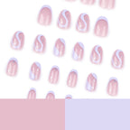 Press-On Nail Set Wave Line Design & Glitter Accents