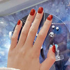 Press-On Nail Set Wine Cat Eye Pre-Glued Multiple Sizes