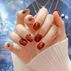 Press-On Nail Set Wine Cat Eye Pre-Glued Multiple Sizes