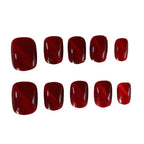 Press-On Nail Set Wine Cat Eye Pre-Glued Multiple Sizes