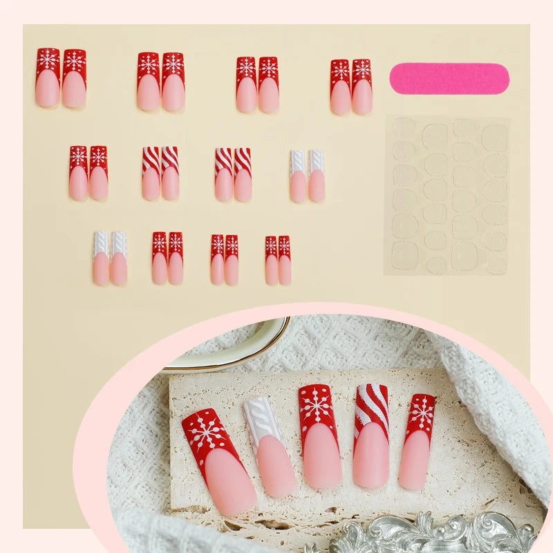 Press-On Nail Set Winter Motifs Easy-Apply & Long-Lasting