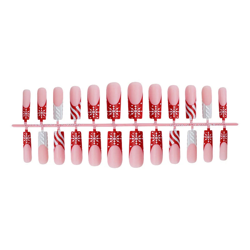 Press-On Nail Set Winter Snowflake Designs Easy Application