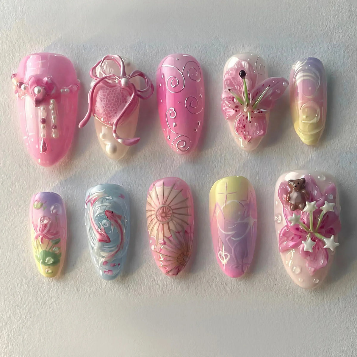 Press-On Nail Tips 30-Piece Intricate Designs Glue & File
