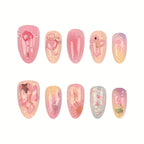 Press-On Nail Tips 30-Piece Intricate Designs Glue & File
